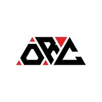 diseño de logotipo de letra de triángulo orco con forma de triángulo. monograma de diseño del logotipo del triángulo orco. plantilla de logotipo de vector de triángulo orco con color rojo. logotipo triangular orco logotipo simple, elegante y lujoso. orco