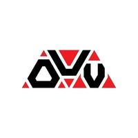 OUV triangle letter logo design with triangle shape. OUV triangle logo design monogram. OUV triangle vector logo template with red color. OUV triangular logo Simple, Elegant, and Luxurious Logo. OUV