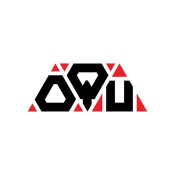 OQU triangle letter logo design with triangle shape. OQU triangle logo design monogram. OQU triangle vector logo template with red color. OQU triangular logo Simple, Elegant, and Luxurious Logo. OQU
