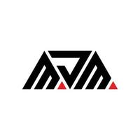 MJM triangle letter logo design with triangle shape. MJM triangle logo design monogram. MJM triangle vector logo template with red color. MJM triangular logo Simple, Elegant, and Luxurious Logo. MJM