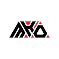 MKO triangle letter logo design with triangle shape. MKO triangle logo design monogram. MKO triangle vector logo template with red color. MKO triangular logo Simple, Elegant, and Luxurious Logo. MKO