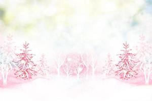 Frozen winter forest with snow covered trees. photo