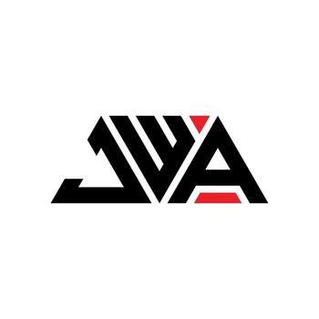 JWA triangle letter logo design with triangle shape. JWA triangle logo design monogram. JWA triangle vector logo template with red color. JWA triangular logo Simple, Elegant, and Luxurious Logo. JWA