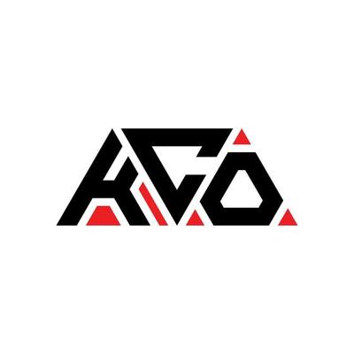 KCO triangle letter logo design with triangle shape. KCO triangle logo design monogram. KCO triangle vector logo template with red color. KCO triangular logo Simple, Elegant, and Luxurious Logo. KCO