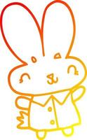 warm gradient line drawing cute cartoon tiny rabbit vector