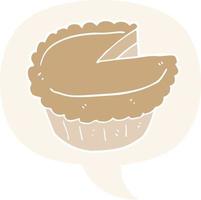 cartoon pie and speech bubble in retro style vector