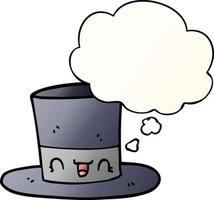 cartoon top hat and thought bubble in smooth gradient style vector