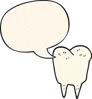 cartoon tooth and speech bubble in comic book style vector