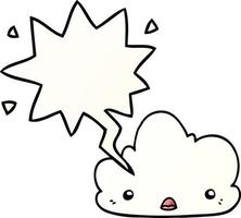 cute cartoon cloud and speech bubble in smooth gradient style vector