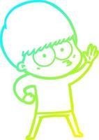 cold gradient line drawing nervous cartoon boy vector