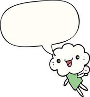 cartoon cloud head creature and speech bubble vector