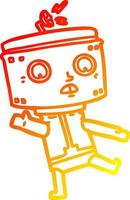 warm gradient line drawing cartoon robot vector