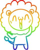 rainbow gradient line drawing happy cartoon lion vector