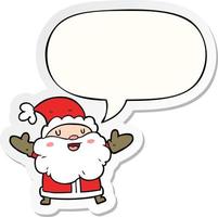 cartoon santa claus and speech bubble sticker vector