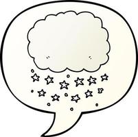 cartoon rain cloud and speech bubble in smooth gradient style vector