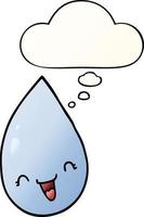 cartoon raindrop and thought bubble in smooth gradient style vector