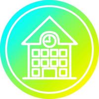 school house circular in cold gradient spectrum vector