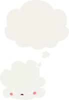cute cartoon cloud and thought bubble in retro style vector