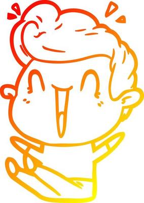 warm gradient line drawing cartoon excited man