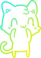 cold gradient line drawing cartoon happy cat vector