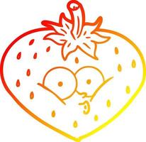 warm gradient line drawing cartoon strawberry vector