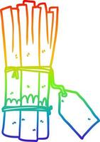 rainbow gradient line drawing organic bunch of leeks vector
