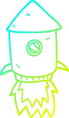 cold gradient line drawing cartoon space rocket