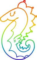 rainbow gradient line drawing cartoon sea horse vector