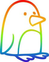 rainbow gradient line drawing cartoon small penguin vector