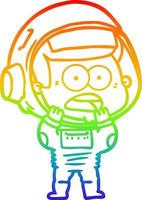 rainbow gradient line drawing cartoon surprised astronaut vector