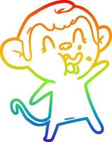 rainbow gradient line drawing crazy cartoon monkey vector