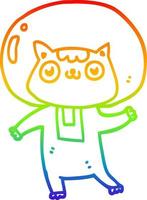 rainbow gradient line drawing cartoon space cat vector