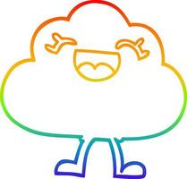 rainbow gradient line drawing cartoon happy grey cloud vector
