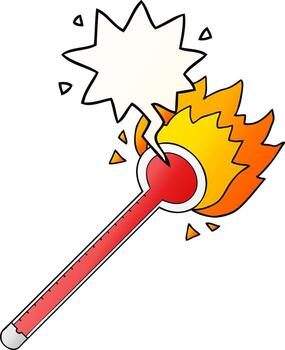 termómetro de dibujos animados y burbuja de habla en estilo degradado suave vector