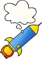 cartoon rocket and thought bubble in smooth gradient style vector