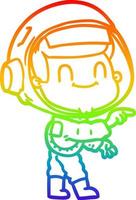 rainbow gradient line drawing happy cartoon astronaut man vector