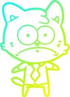 cold gradient line drawing cartoon nervous business cat vector