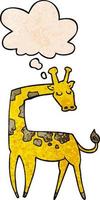 cartoon giraffe and thought bubble in grunge texture pattern style vector