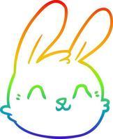 rainbow gradient line drawing cartoon rabbit face vector