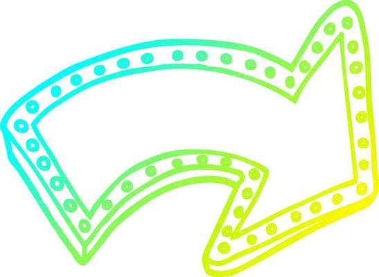 cold gradient line drawing cartoon lit up sign