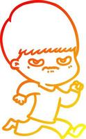 warm gradient line drawing annoyed cartoon boy vector