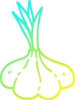 cold gradient line drawing cartoon garlic bulb vector