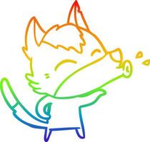 dibujo de línea de gradiente de arco iris dibujos animados de lobo aullando vector