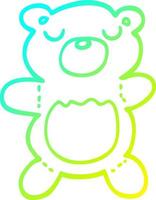 cold gradient line drawing cartoon teddy bear vector