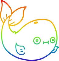 dibujo de línea de gradiente de arco iris ballena marina de dibujos animados vector