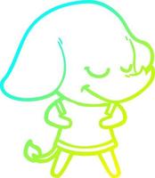cold gradient line drawing cartoon smiling elephant vector