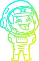 cold gradient line drawing cartoon laughing astronaut vector