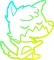 cold gradient line drawing friendly cartoon fox vector