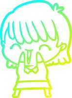 cold gradient line drawing cartoon woman vector