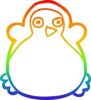 dibujo de línea de gradiente de arco iris pingüino de dibujos animados vector